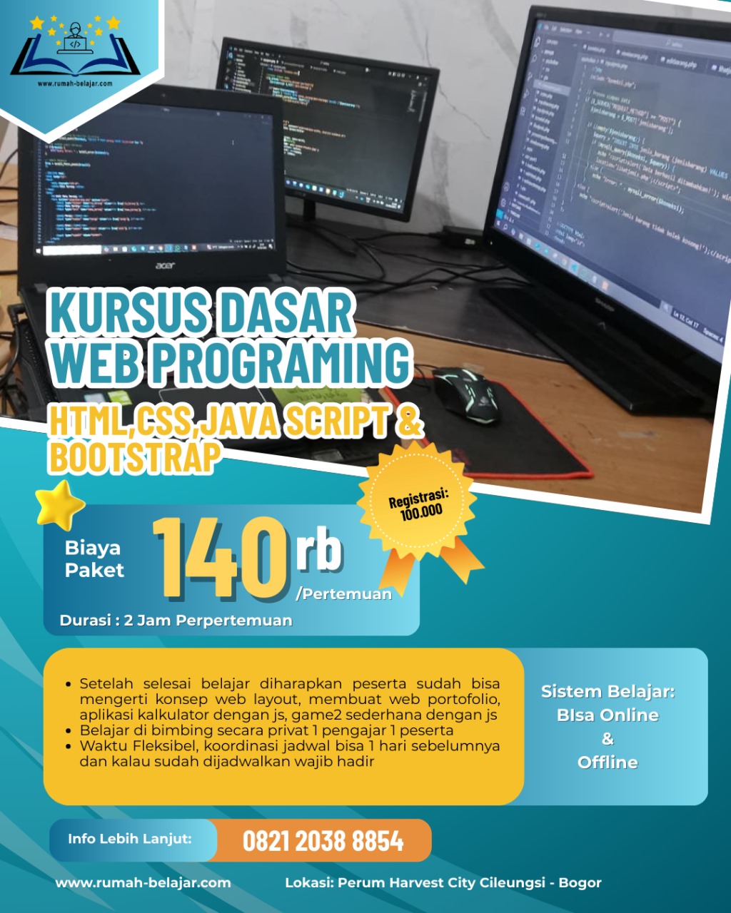 Belajar Dasar Web Programming HTML, CSS, JavaScript, dan Bootstrap (Front End Developer) Secara Privat