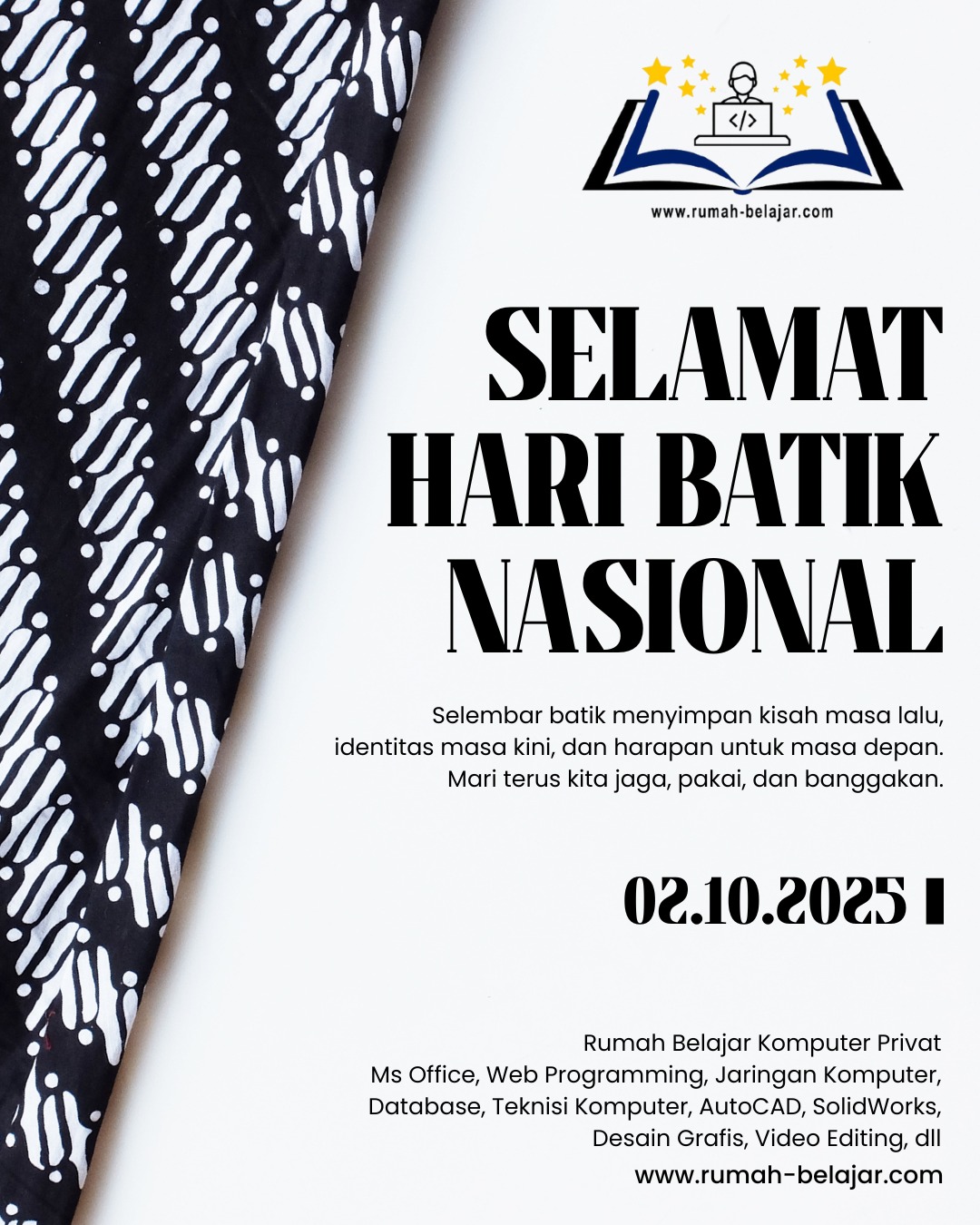 Rumah Belajar Komputer Privat YMII Cileungsi Mengucapkan Selamat Hari Batik Nasional Tanggal 2 Oktober 2025