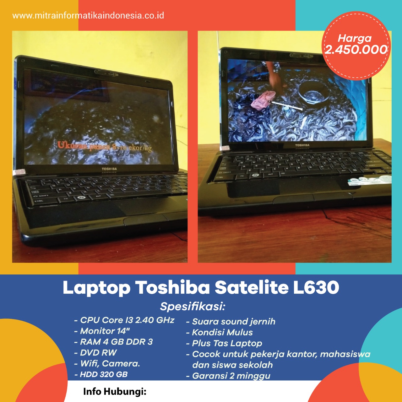Dijual Laptop Toshiba Satelite L630 Murah dan Berkualitas