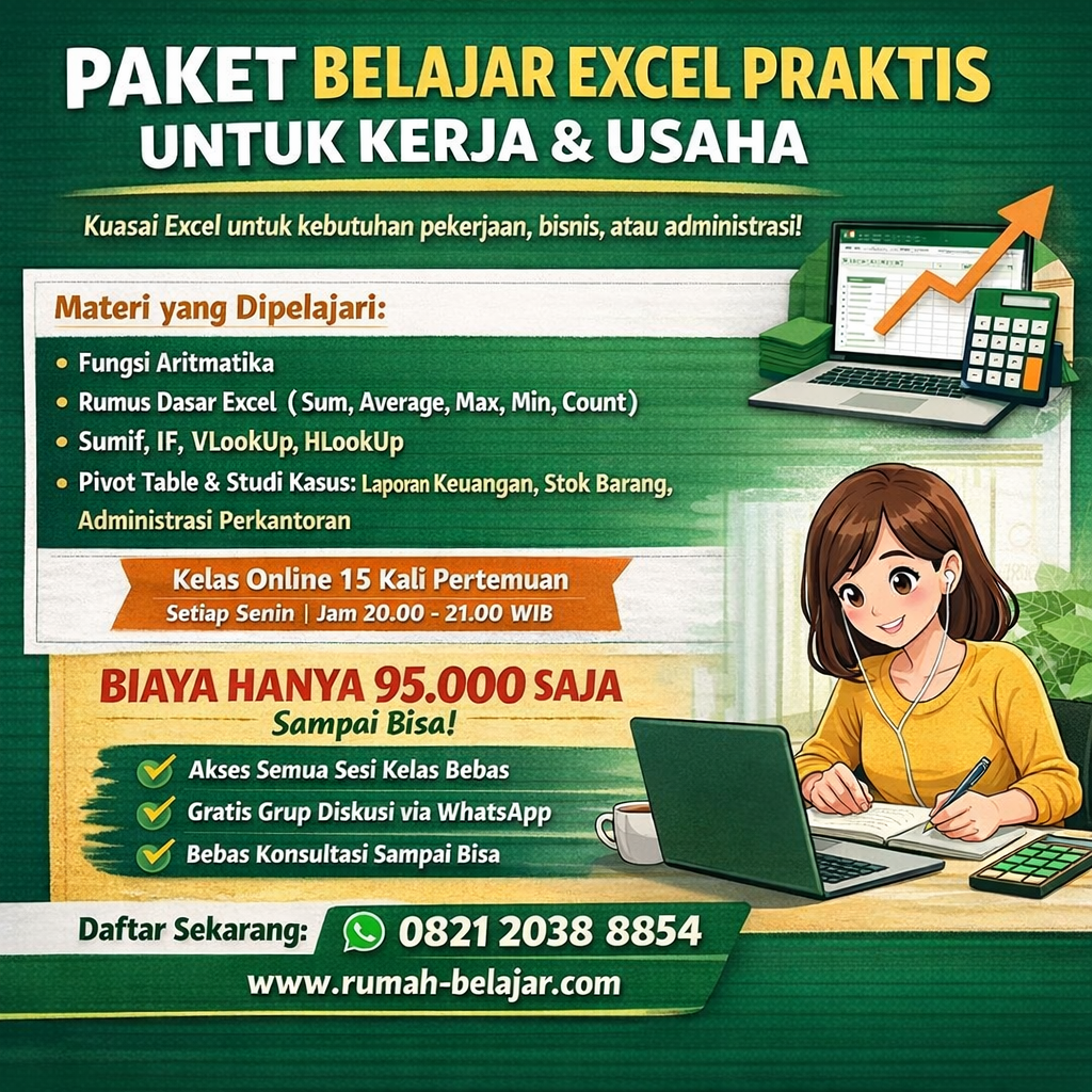 Kursus Ms. Excel Online di Rumah belajar komputer ymii cileungsi